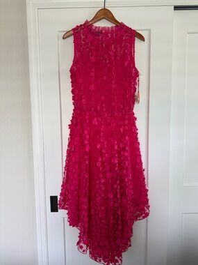 Eva Franco Hot Pink Floral Appliqué Dress